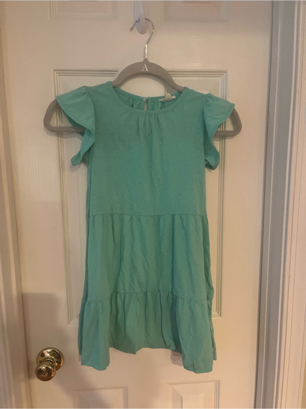 Crewcuts Girls Teal Flutter Sleeve Tiered Dress